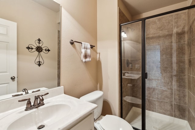1306 Andrew Ct, Lewisville, TX 75056 - full bathroom with toilet, a stall shower, and vanity