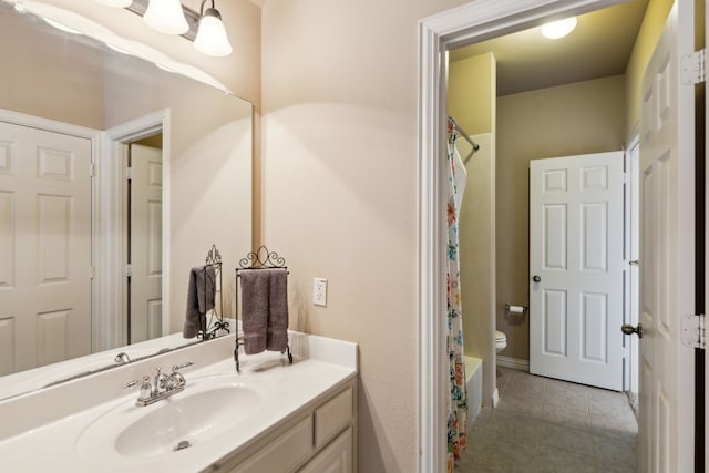 1306 Andrew Ct, Lewisville, TX 75056 - full bathroom featuring vanity, tile patterned flooring, and toilet