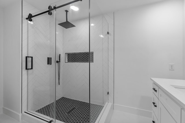 6725 Macintosh Dr, Plano, TX 75023 - bathroom with vanity and a stall shower