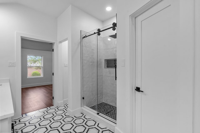 6725 Macintosh Dr, Plano, TX 75023 - full bath with baseboards, recessed lighting, and a shower stall
