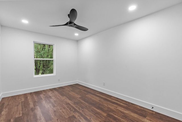 6725 Macintosh Dr, Plano, TX 75023 - empty room with dark wood-style flooring, recessed lighting, and ceiling fan