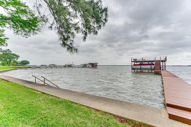 view of dock featuring a water view