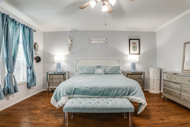 10228 Crawford Farms Dr, Fort Worth, TX 76244 - bedroom featuring crown molding, wood finished floors, baseboards, and ceiling fan