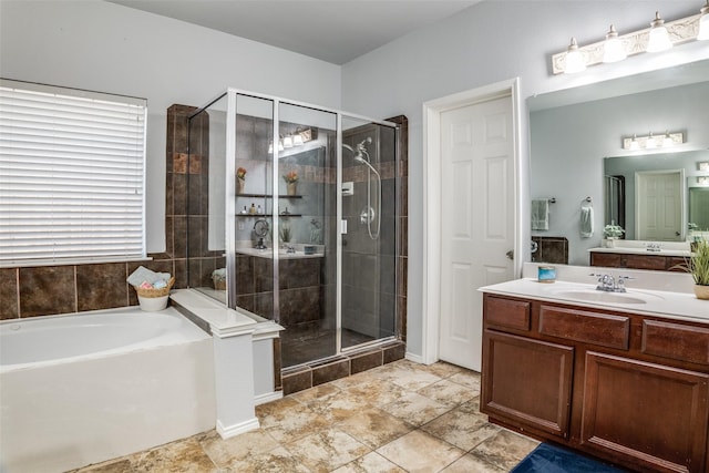 10228 Crawford Farms Dr, Fort Worth, TX 76244 - bathroom with a stall shower, a garden tub, and vanity