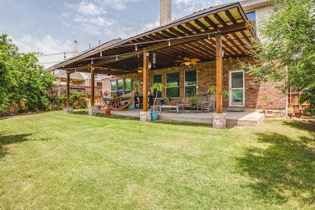 10228 Crawford Farms Dr, Fort Worth, TX 76244 - view of yard with ceiling fan and a patio area