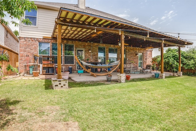10228 Crawford Farms Dr, Fort Worth, TX 76244 - back of house with a patio area, brick siding, and a chimney