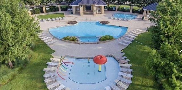 10228 Crawford Farms Dr, Fort Worth, TX 76244 - community pool featuring a gazebo, a patio, and view of scattered trees