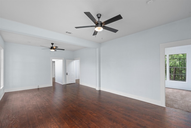 2124 21st St, Fort Worth, TX 76164 - empty room with wood-type flooring, ceiling fan, and baseboards