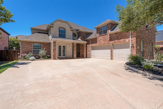 708 Renaissance Ct, Keller, TX 76248 - view of front of property with fence, an attached garage, french doors, and brick siding
