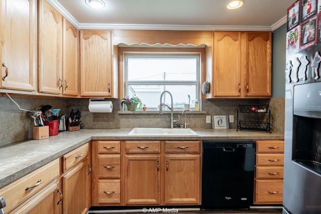 3756 County Road 192, Anson, TX 79501 - kitchen with black dishwasher, backsplash, a sink, and light countertops