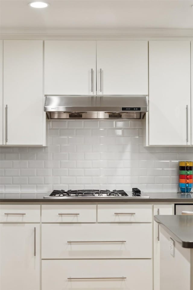 kitchen with white cabinetry and stainless steel gas stovetop