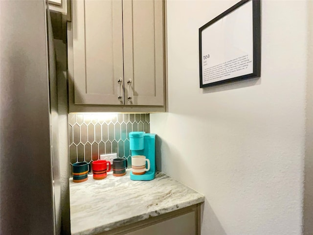 interior space with decorative backsplash
