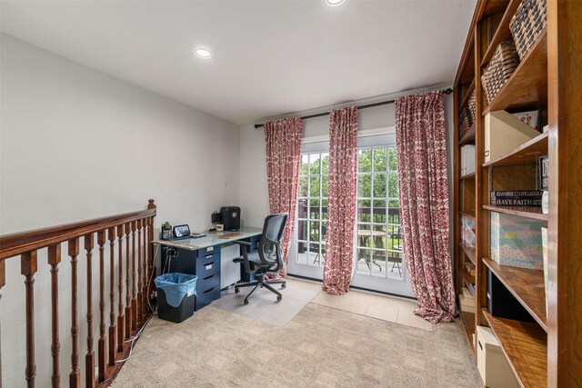 office area featuring recessed lighting