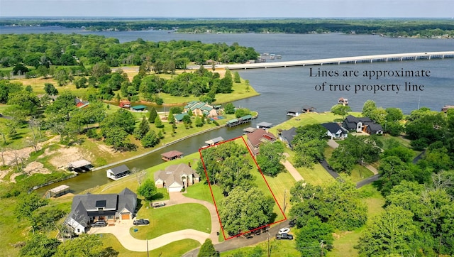 5553 Lakeshore Ct, Log Cabin, TX 75148 - aerial view featuring a water view