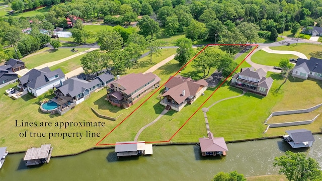 5553 Lakeshore Ct, Log Cabin, TX 75148 - aerial view featuring a residential view and a water view