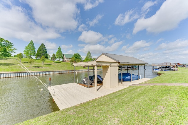 5553 Lakeshore Ct, Log Cabin, TX 75148 - dock area with a water view, a yard, and boat lift