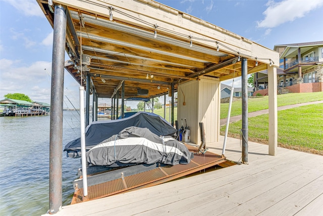 5553 Lakeshore Ct, Log Cabin, TX 75148 - dock area with a lawn, a water view, and boat lift