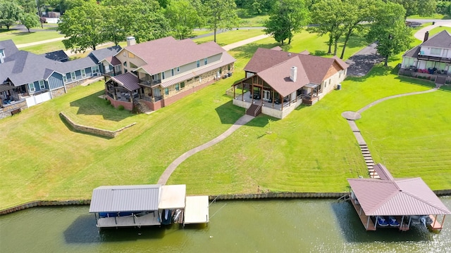 5553 Lakeshore Ct, Log Cabin, TX 75148 - birds eye view of property featuring a water view and a residential view