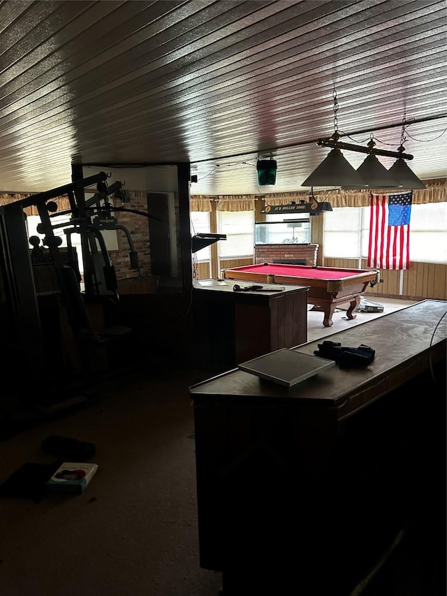 game room with billiards