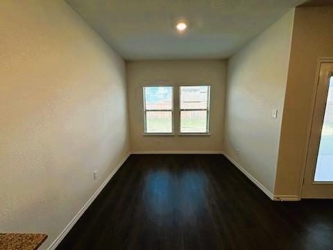 1109 Colonial Bluff Ln, Princeton, TX 75407 - spare room featuring baseboards, plenty of natural light, and dark wood-style floors