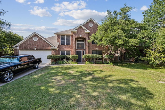 106 Hollywood Blvd, Euless, TX 76040 - traditional home with brick siding, an attached garage, a front lawn, and concrete driveway