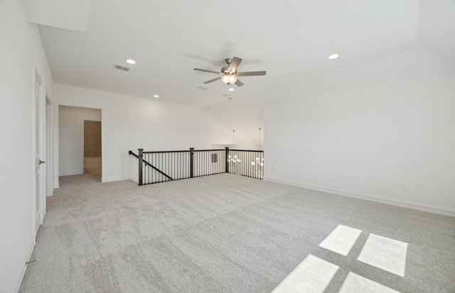 1616 Cottonwood Valley Dr, Celina, TX 75009 - unfurnished room with ceiling fan, light carpet, recessed lighting, and vaulted ceiling