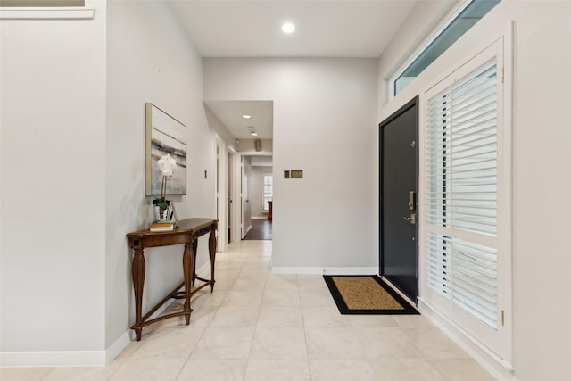 16114 Shadybank Dr, Dallas, TX 75248 - foyer entrance with recessed lighting, baseboards, and light tile patterned floors