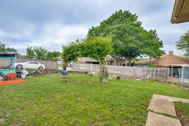 view of yard with a fenced backyard
