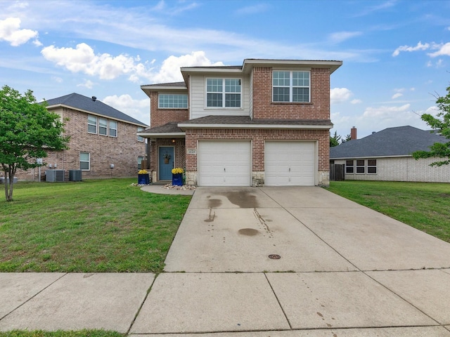1646 Country Hls, Waxahachie, TX 75165 - traditional-style home with an attached garage, cooling unit, driveway, and a front yard