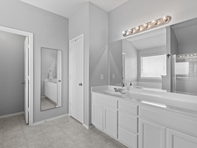 1646 Country Hls, Waxahachie, TX 75165 - full bathroom with baseboards, tiled shower, and vanity