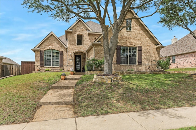 traditional-style house featuring brick siding