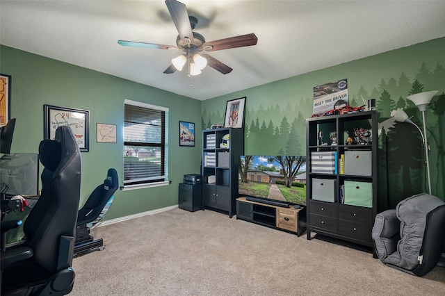 1600 Skyview Dr, Irving, TX 75060 - carpeted office with baseboards and a ceiling fan