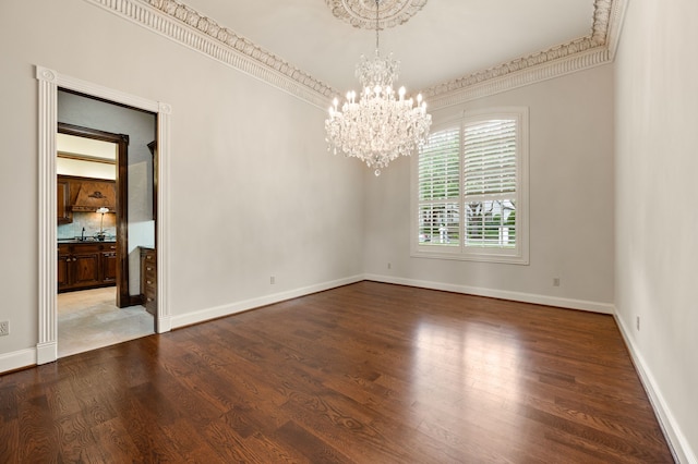 5404 Miramar Ln, Colleyville, TX 76034 - spare room with a chandelier, wood finished floors, baseboards, and crown molding