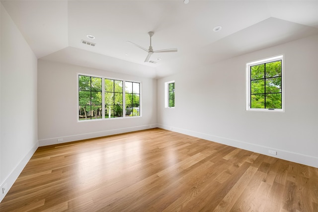 unfurnished room with visible vents, baseboards, and light wood finished floors