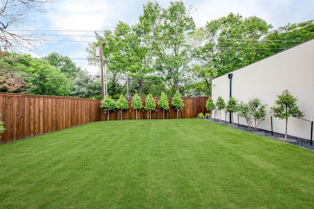 view of yard featuring a fenced backyard