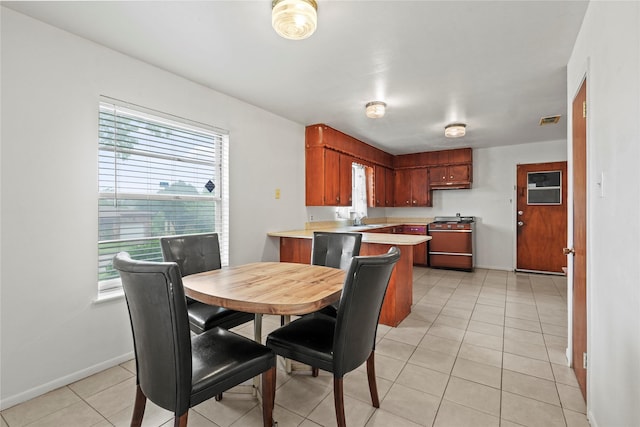 1733 Ransom Ter, Fort Worth, TX 76112 - dining space featuring baseboards, plenty of natural light, light tile patterned flooring, and visible vents