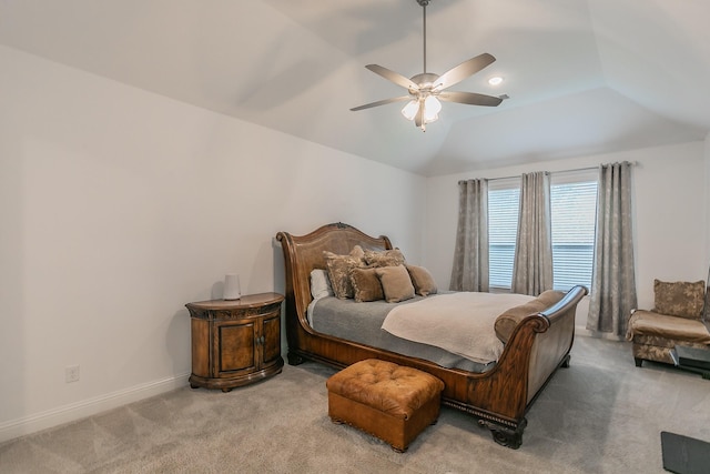 6256 Whitebrush Pl, Fort Worth, TX 76123 - bedroom with carpet floors, baseboards, vaulted ceiling, and ceiling fan