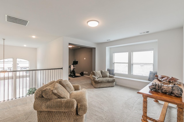 6256 Whitebrush Pl, Fort Worth, TX 76123 - carpeted living area featuring baseboards, recessed lighting, and visible vents