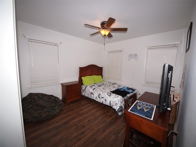 1346 Hillcrest Dr, Graham, TX 76450 - bedroom with a ceiling fan and wood finished floors