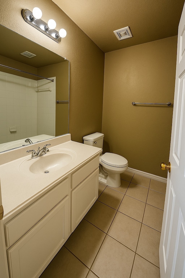 4605 Stargazer Dr, Plano, TX 75024 - bathroom featuring toilet, tile patterned floors, visible vents, and vanity