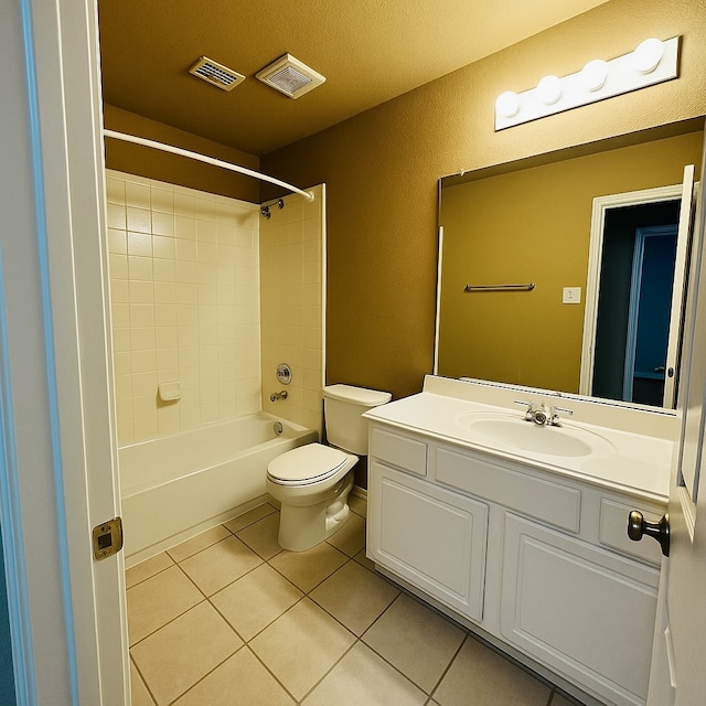 4605 Stargazer Dr, Plano, TX 75024 - bathroom with tile patterned flooring, visible vents, toilet, and vanity