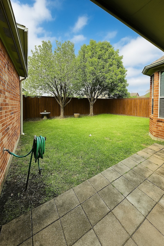 4605 Stargazer Dr, Plano, TX 75024 - view of yard featuring a fenced backyard and a patio area