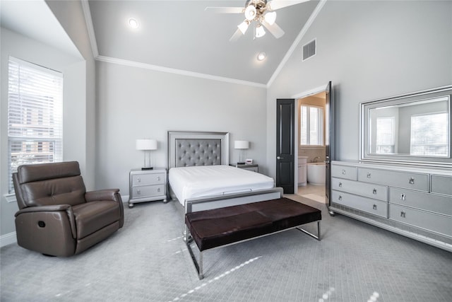 7005 Homestead Dr, Mckinney, TX 75070 - bedroom with visible vents, ornamental molding, baseboards, and carpet flooring