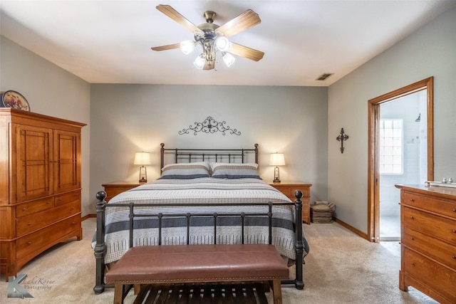 270 Alexandra Dr, Tuscola, TX 79562 - bedroom with light carpet, baseboards, and ceiling fan