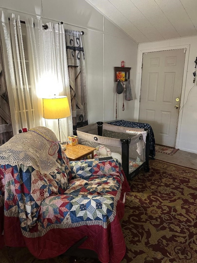 bedroom with vaulted ceiling