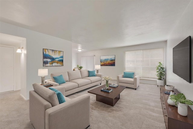 living room with carpet floors