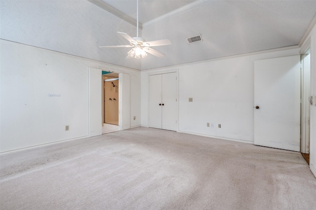 908 Willow Brook Dr, Allen, TX 75002 - unfurnished bedroom with ceiling fan, visible vents, carpet floors, baseboards, and connected bathroom