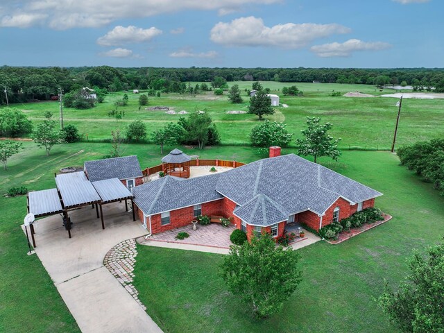 drone / aerial view with a rural view