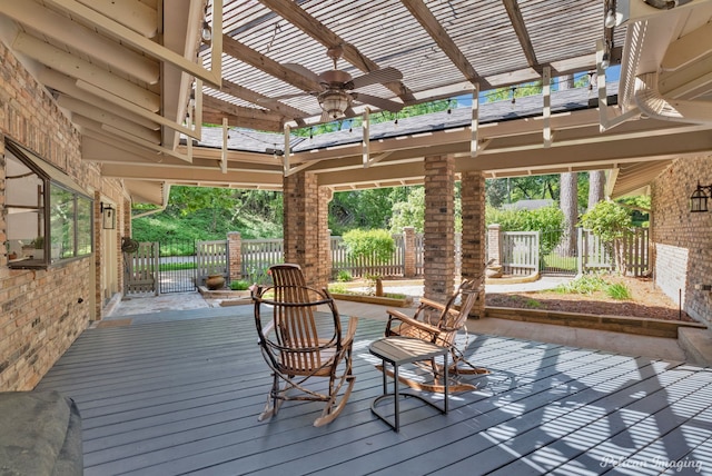 314 Gentilly Cir, Shreveport, LA 71106 - deck with a pergola, ceiling fan, and fence private yard