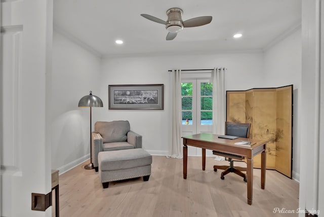 314 Gentilly Cir, Shreveport, LA 71106 - office area with light wood-style floors and ornamental molding